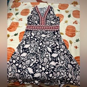 Navy and Pink Floral Maxi Dress